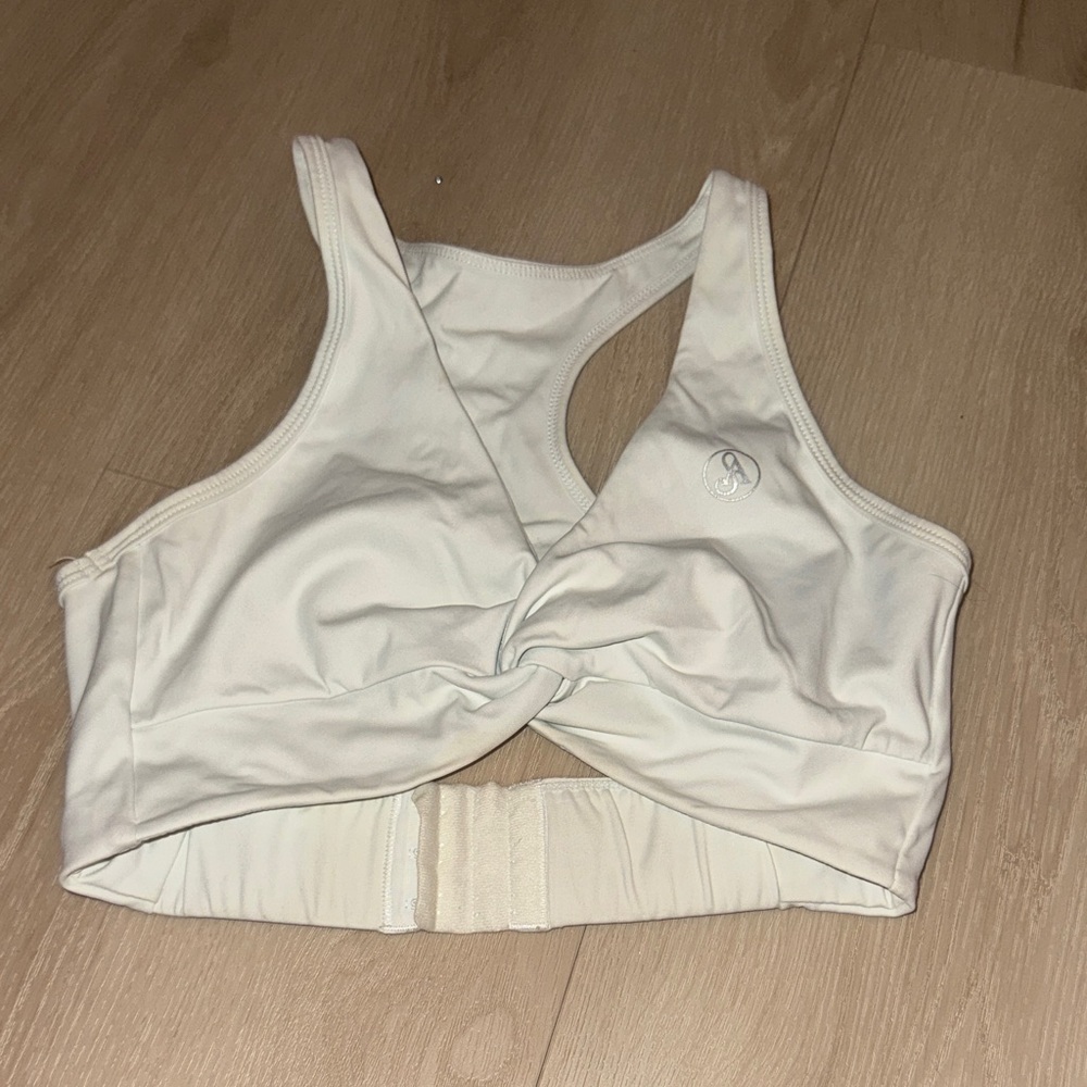 Allure Cream Twist Front Sports Bra